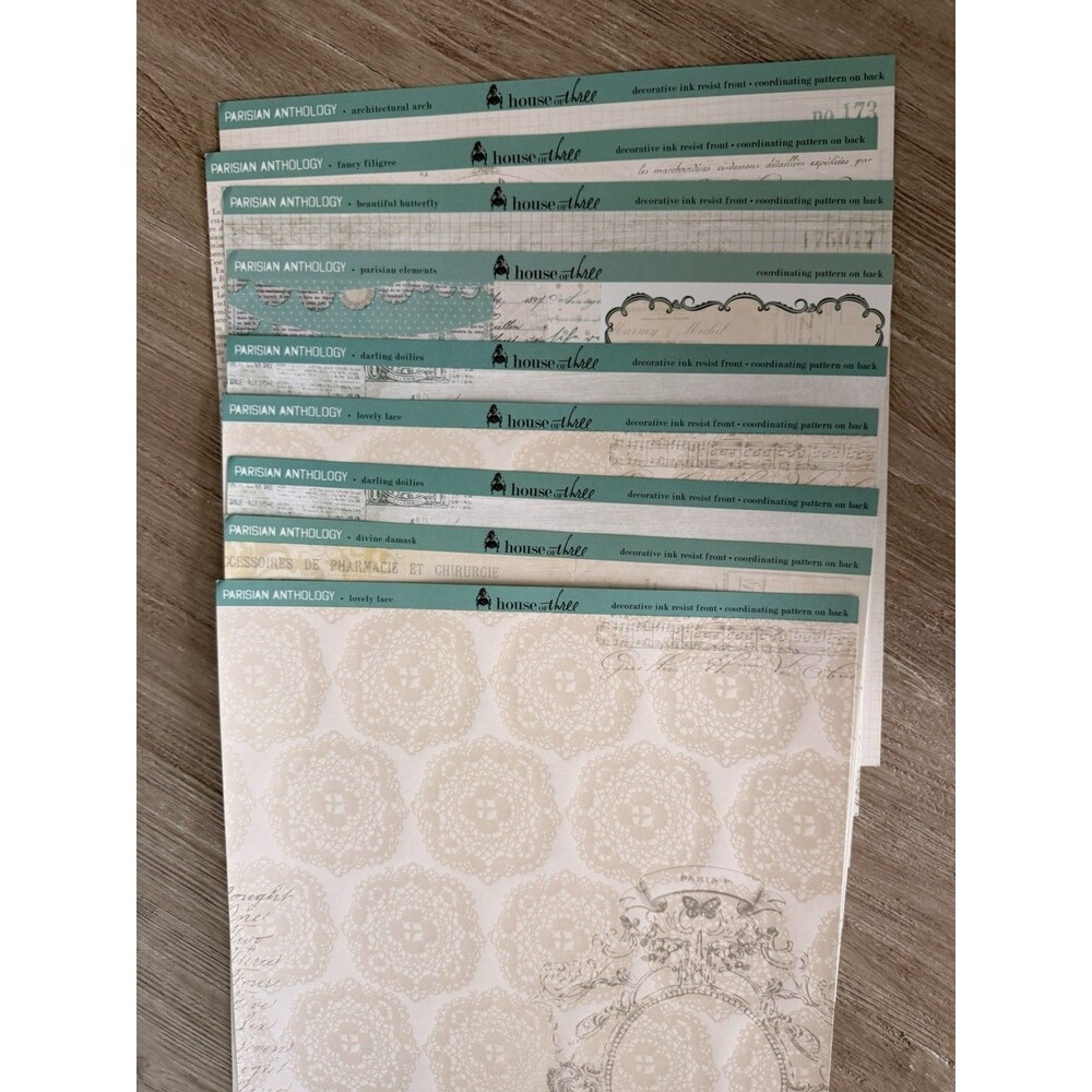 Pink Paislee House of Three Parisian Anthology 12x12 Paper Embellishment Lot